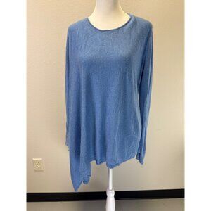 Gianni Bini Sweater Poncho Womens Medium 100% Wool Blue Bat Model Cottagecore